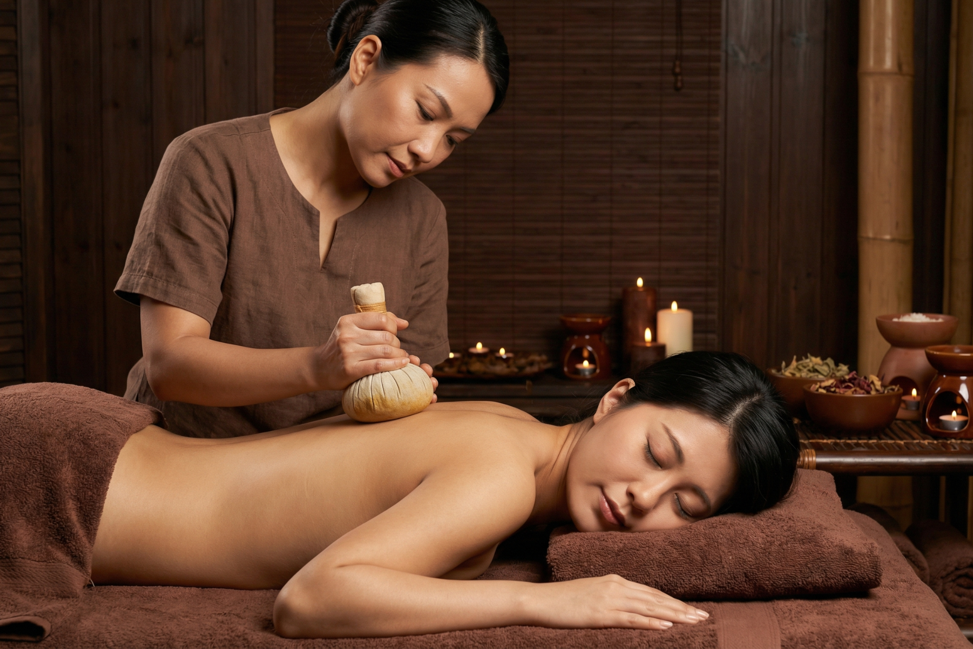 Традиционная тайская программа в кимоно с травяными мешочками "Поверья тайских трав"